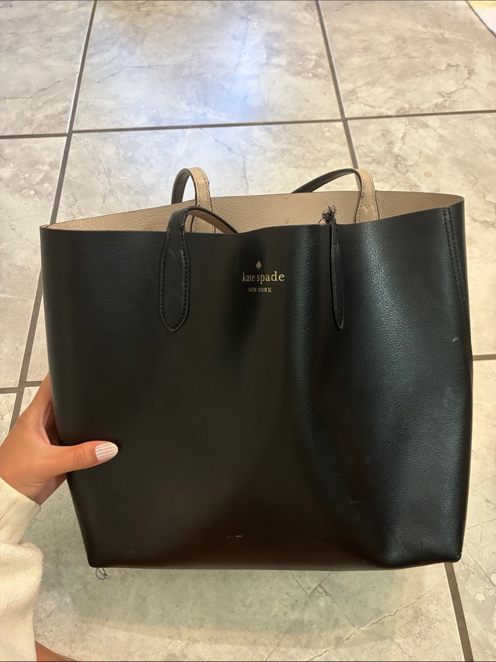 Kate Spade Black/Beige Leather Tote